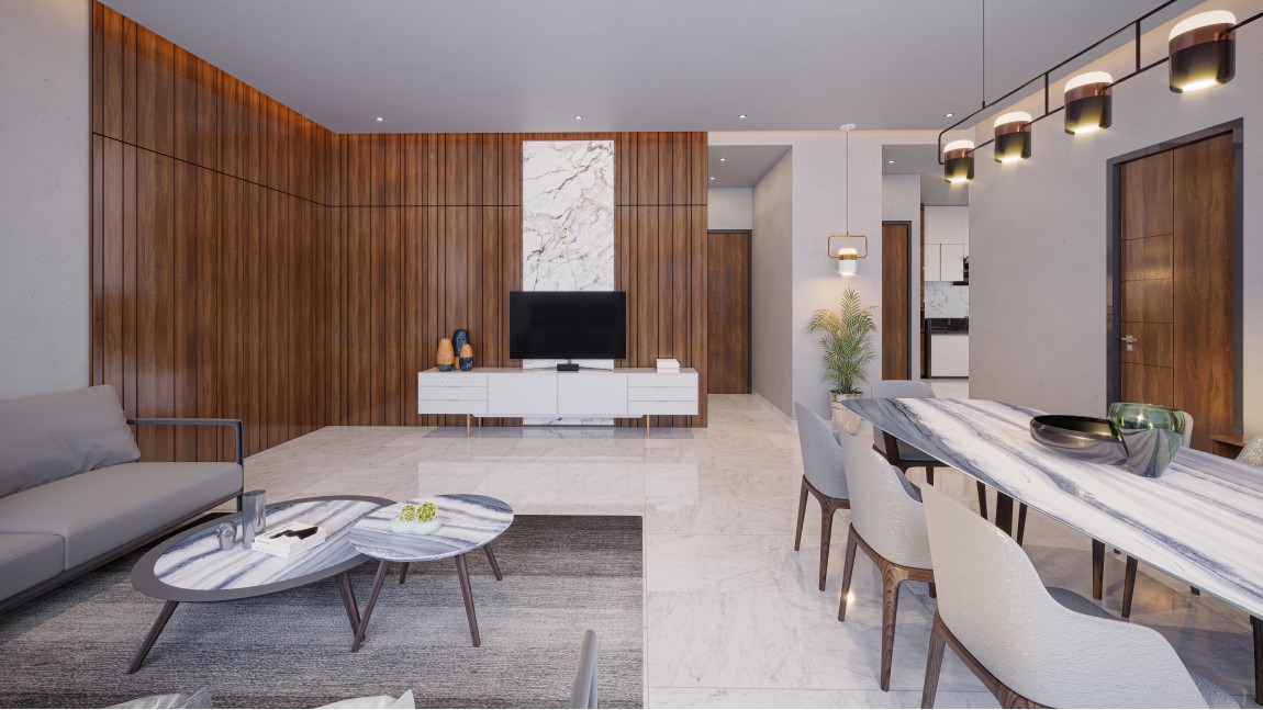 Teak White Livingroom Concept